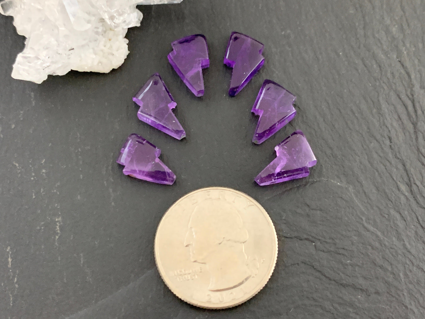 Amethyst lightning bolt 10x13mm cabochon - single cabochon