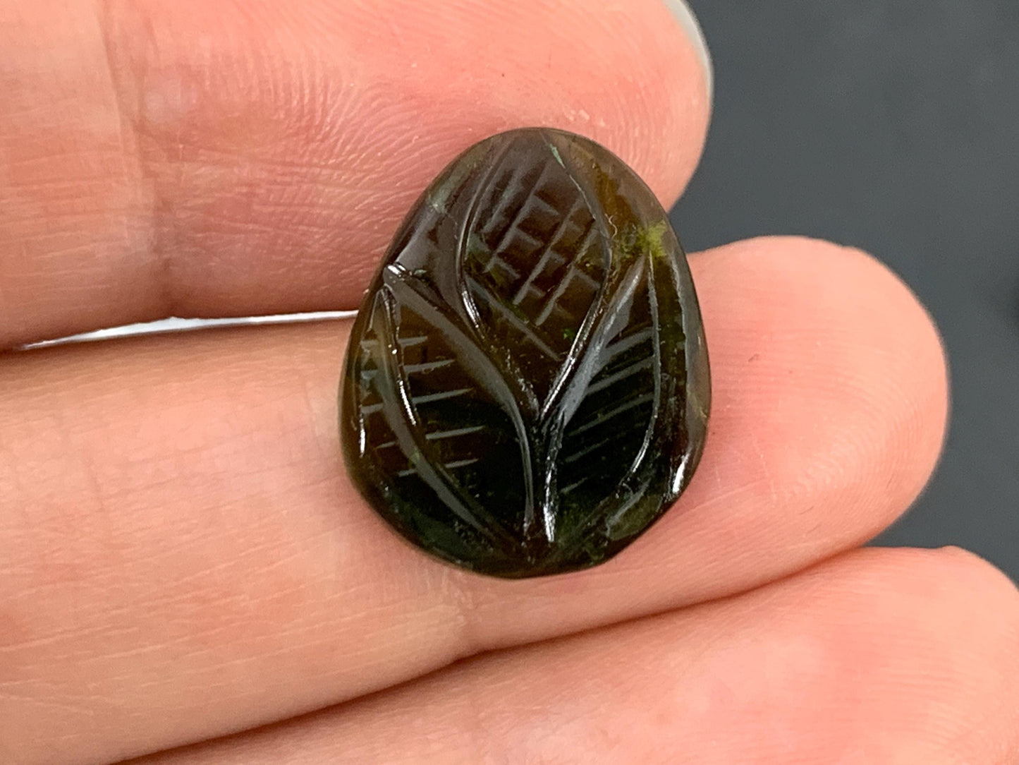 Carved Tourmaline 14x18x2mm cabochon