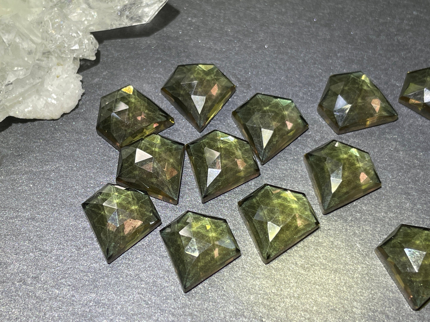 Faceted color changing Alexandrite 12mm cabochon - Cabochons are calibrated