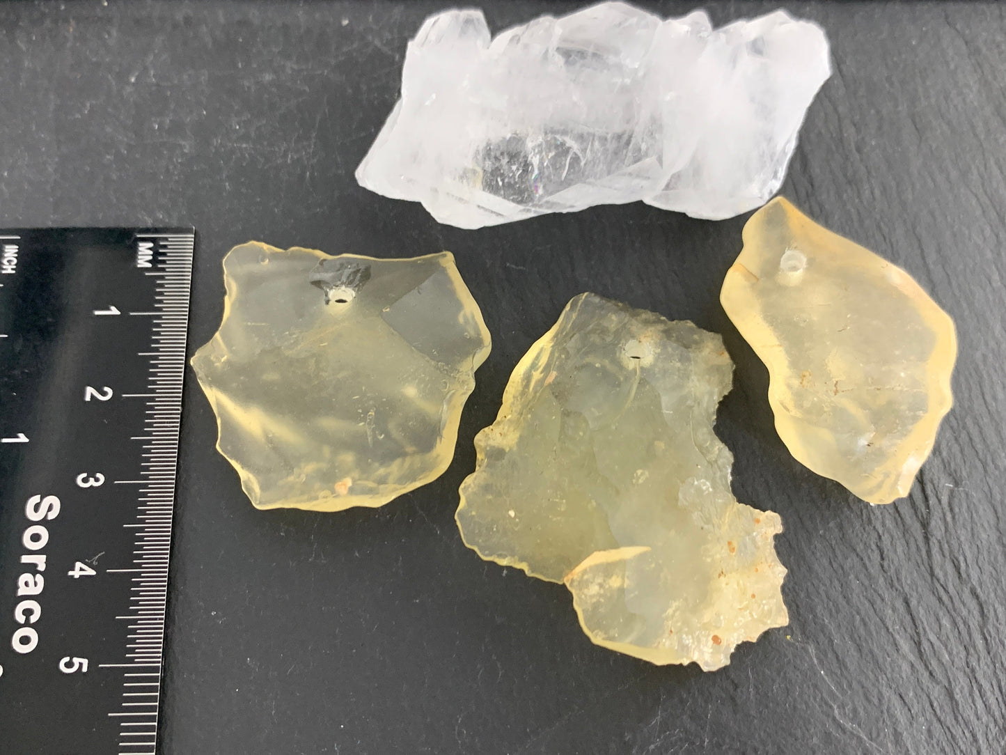 Drilled Libyan Desert Glass 31-41mm long