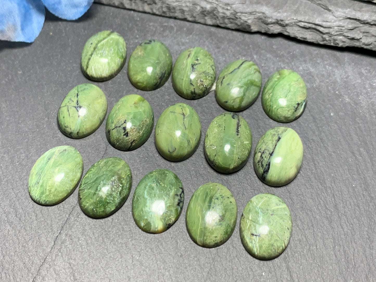 Green Opal oval 13x18mm cabochon- Calibrated cabochons