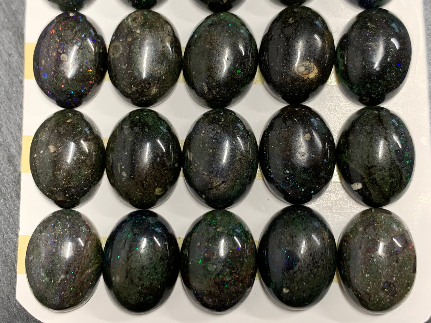 Black Andamooka Opal oval 12x16mm cabochon - Matrix Australian Opal