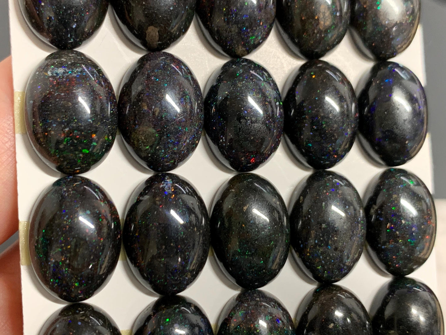 Black Andamooka Opal oval 13x18mm cabochon - Matrix Australian Opal