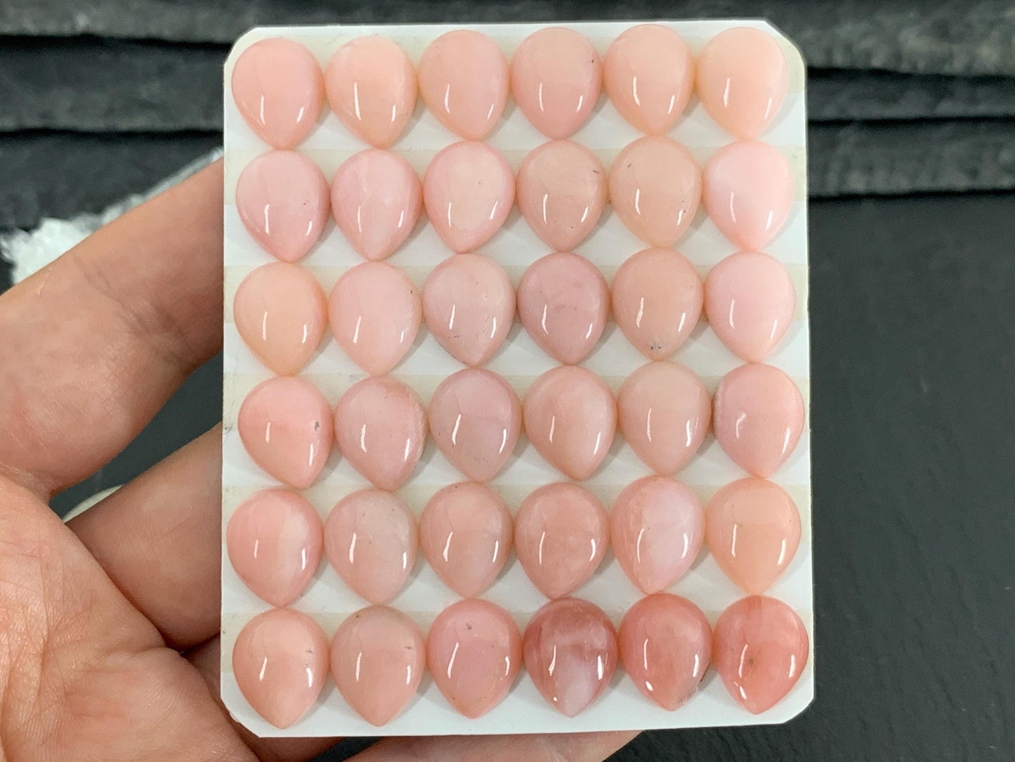 Pink Opal pear 10x12mm cabochon - Calibrated cabochons