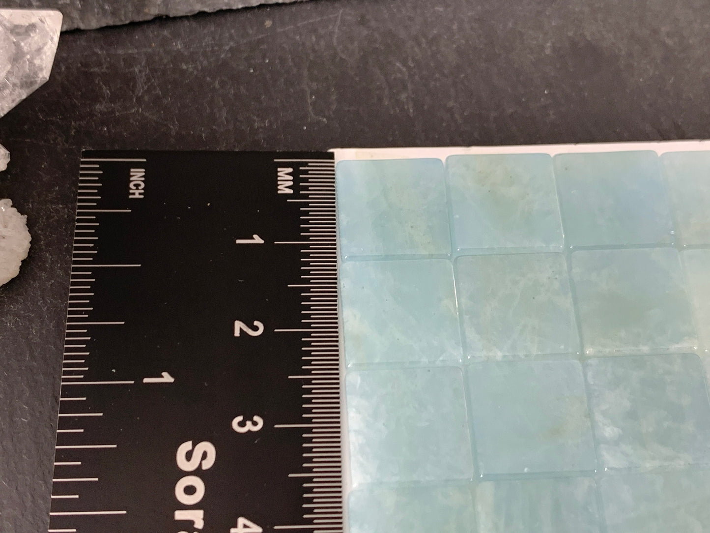 Flat Aquamarine square 12mm cabochon - Calibrated cabochons