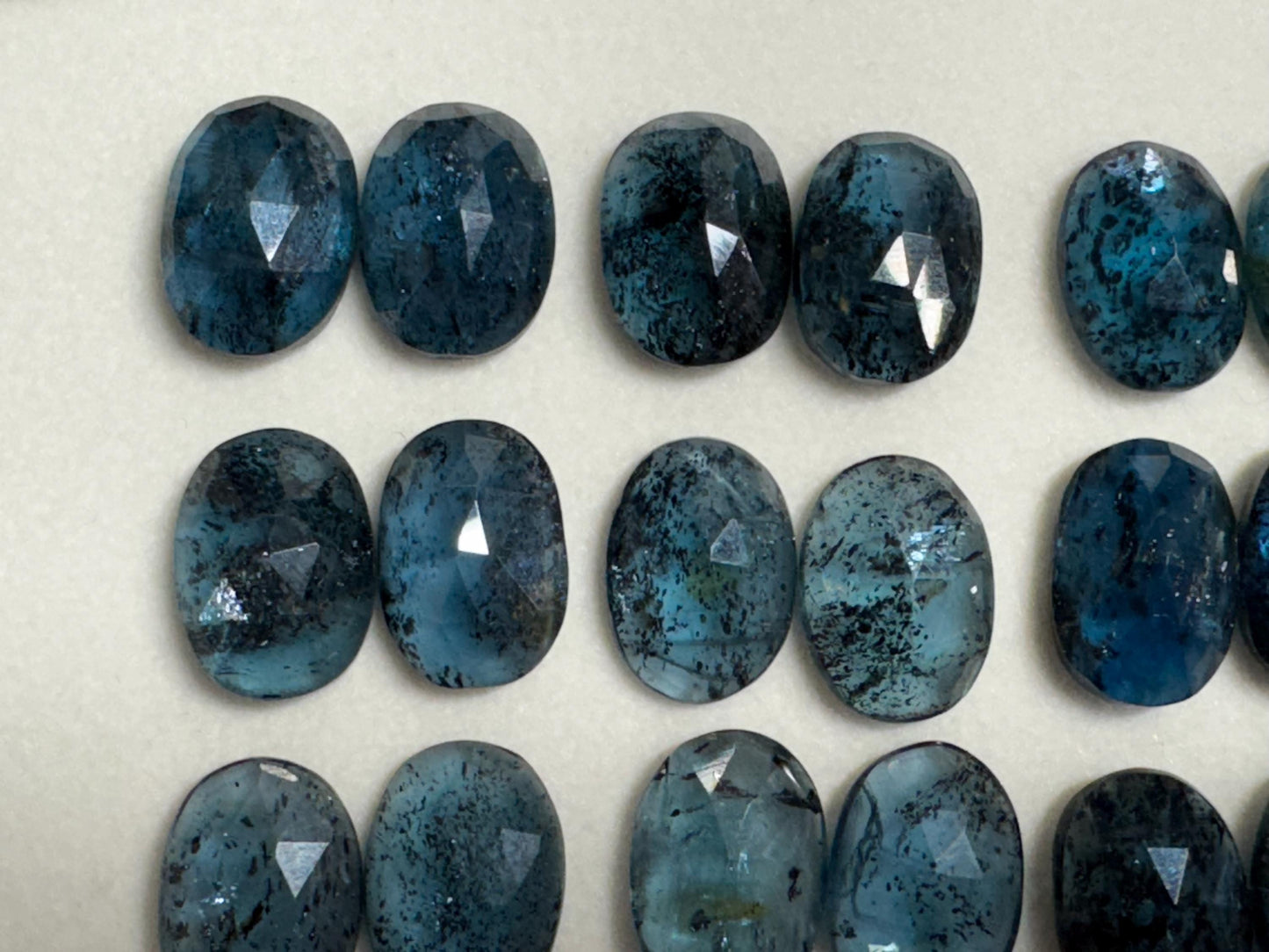 Faceted Moss Kyanite oval pair 10x14mm cabochon