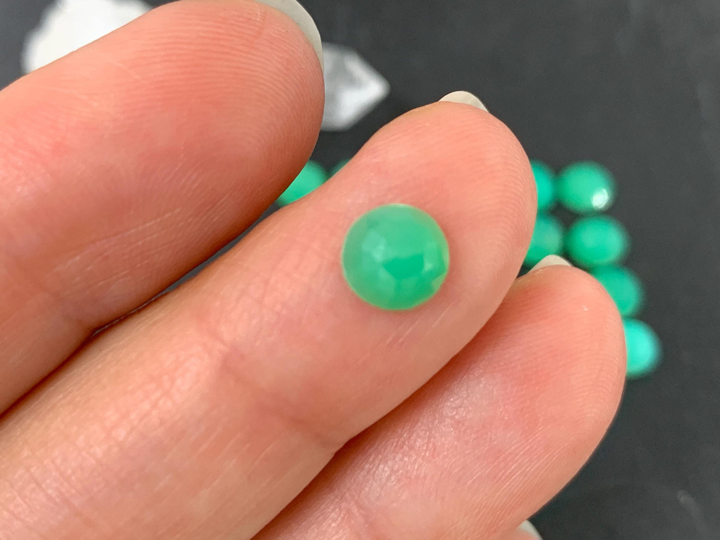 Faceted Chrysoprase round 6mm cabochon