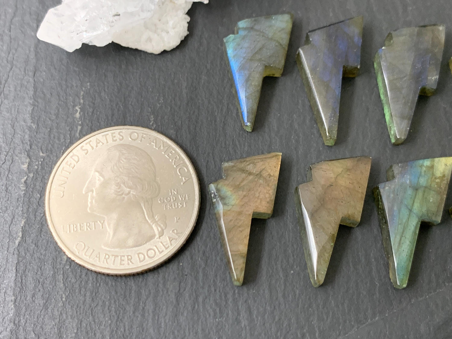Labradorite lightning bolt 12x19mm cabochon