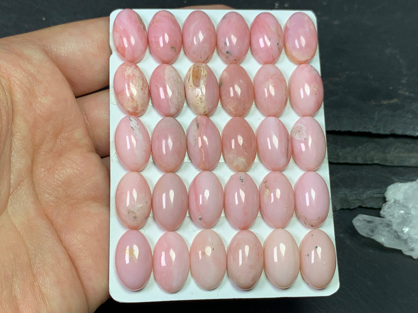 Pink Opal oval 10x16mm cabochon - Calibrated cabochon