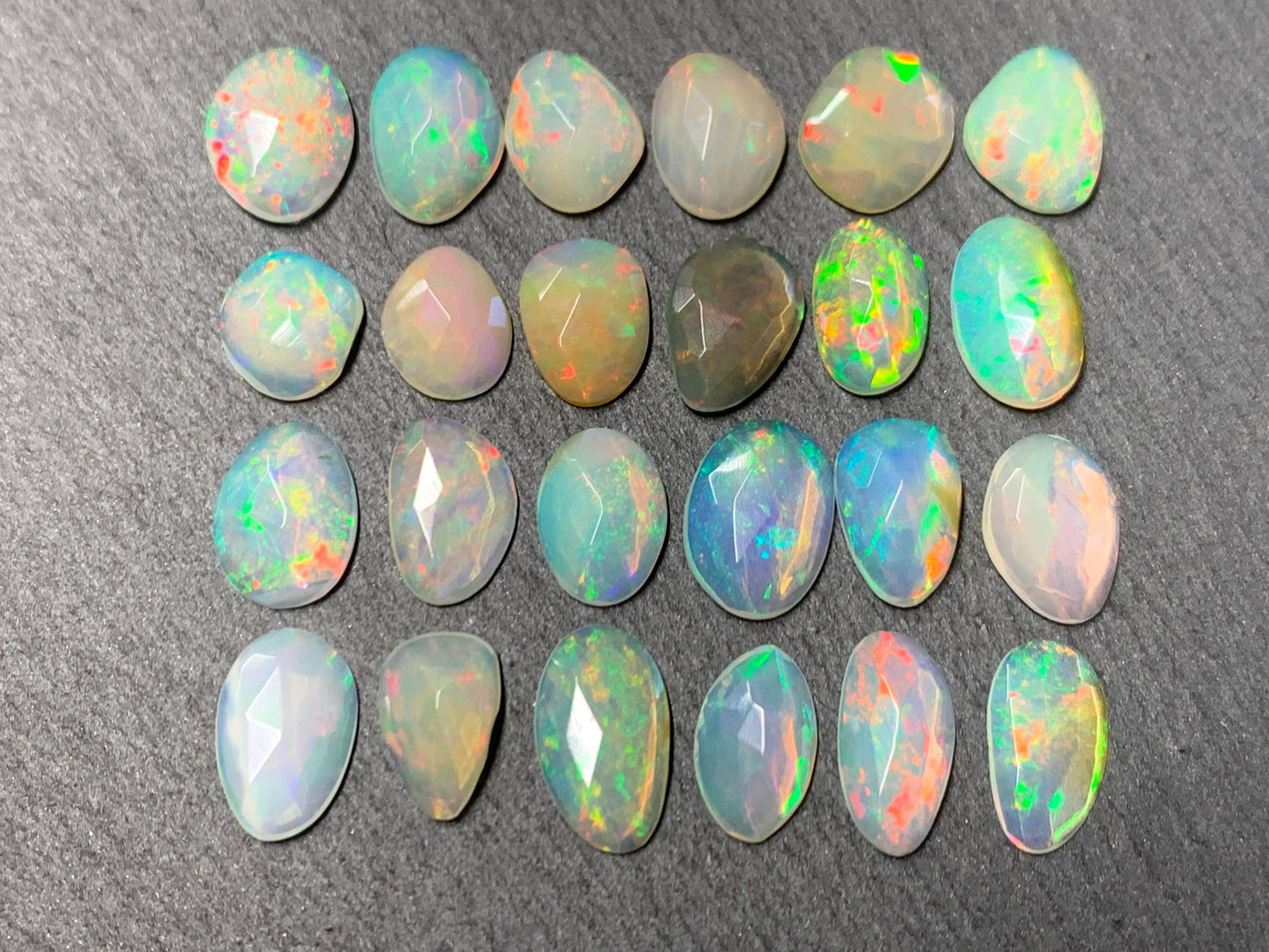 Faceted Ethiopian Opal 9-10mm long cabochon