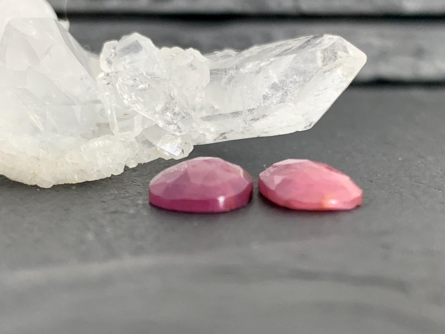 Faceted Ruby pair 7x12x2.5mm cabochon
