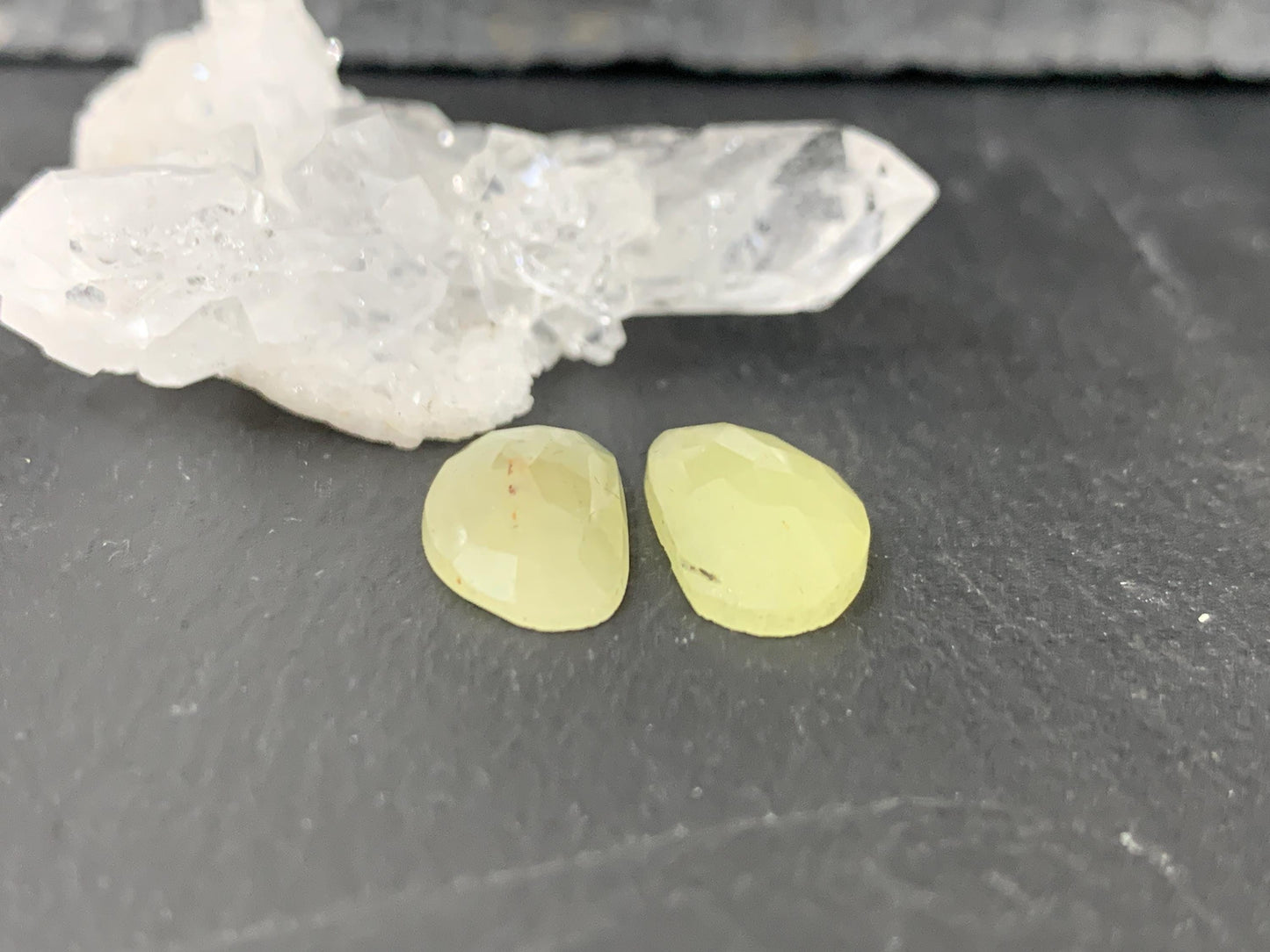 Faceted Yellow Sapphire pair 8x15x3mm cabochon