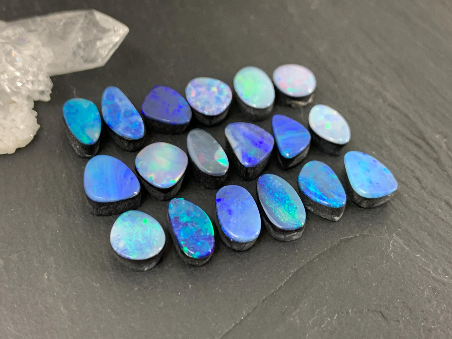 Australian Opal doublet 9-11mm long cabochon
