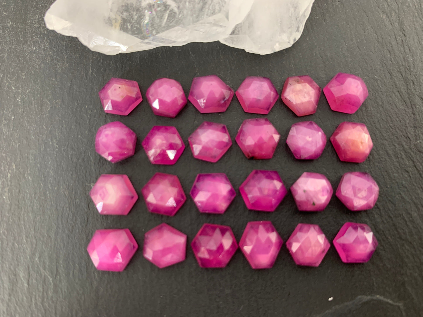 Faceted Pink Sapphire hexagon 7x8mm cabochon