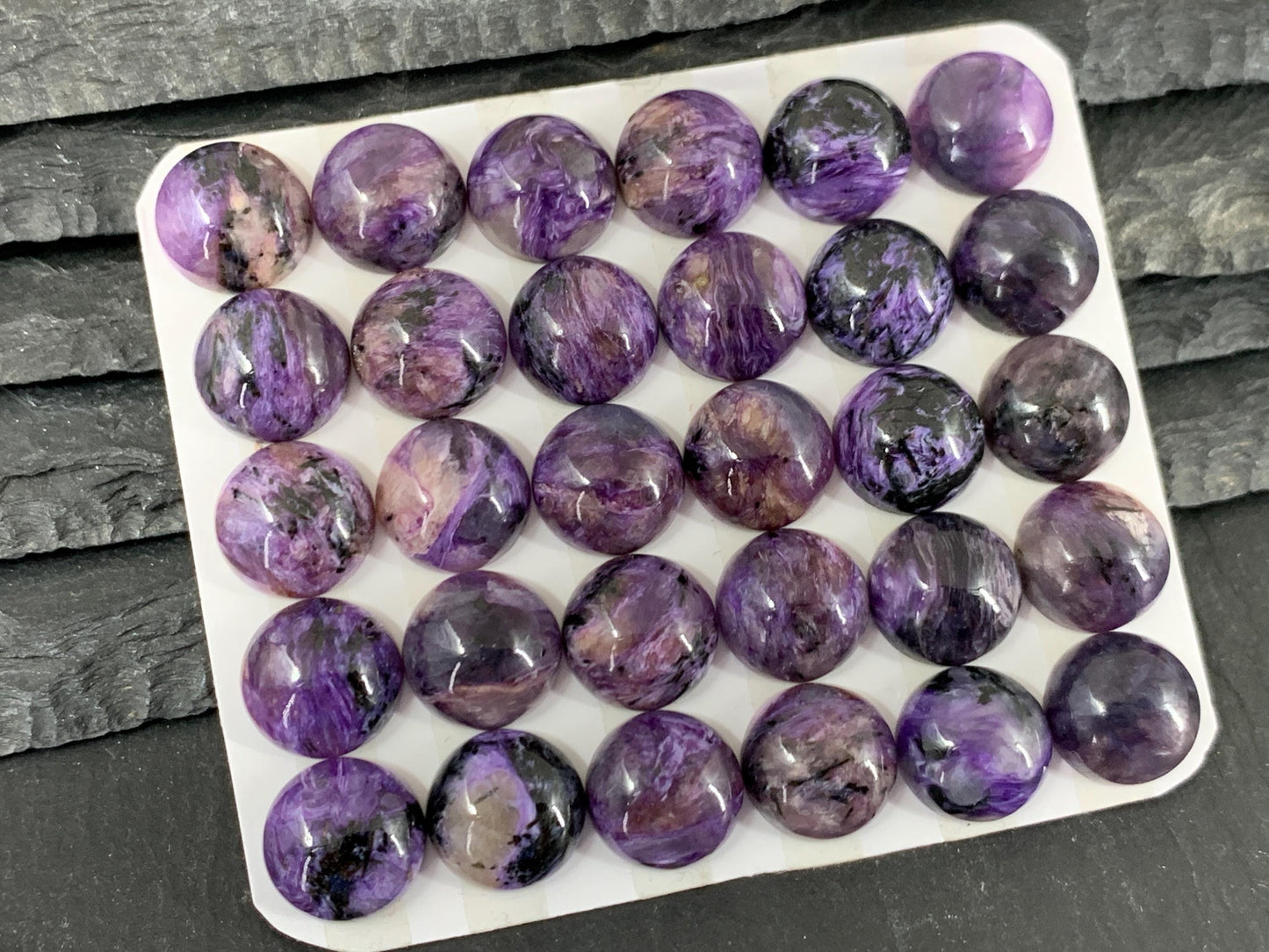 Charoite round 12mm cabochon - Calibrated cabochons
