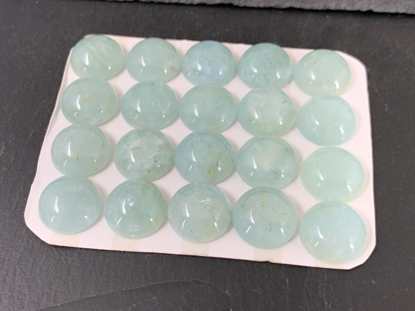 Aquamarine round 15mm cabochon - Calibrated cabochons