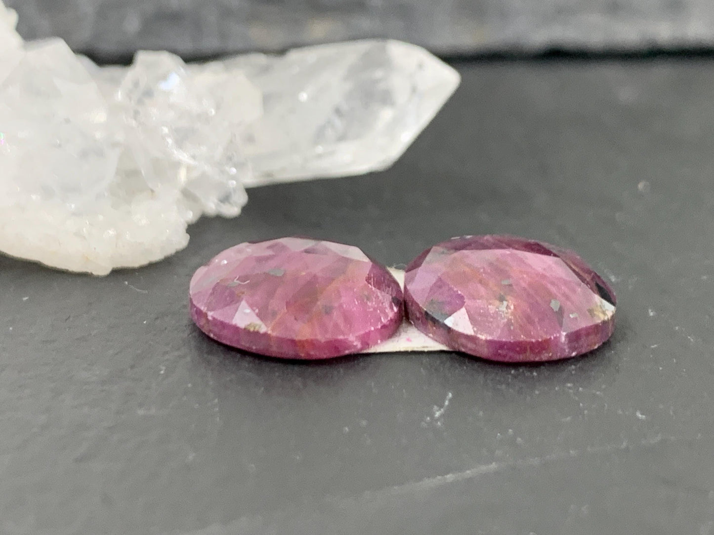 Faceted Ruby pair 12x15x4mm cabochon