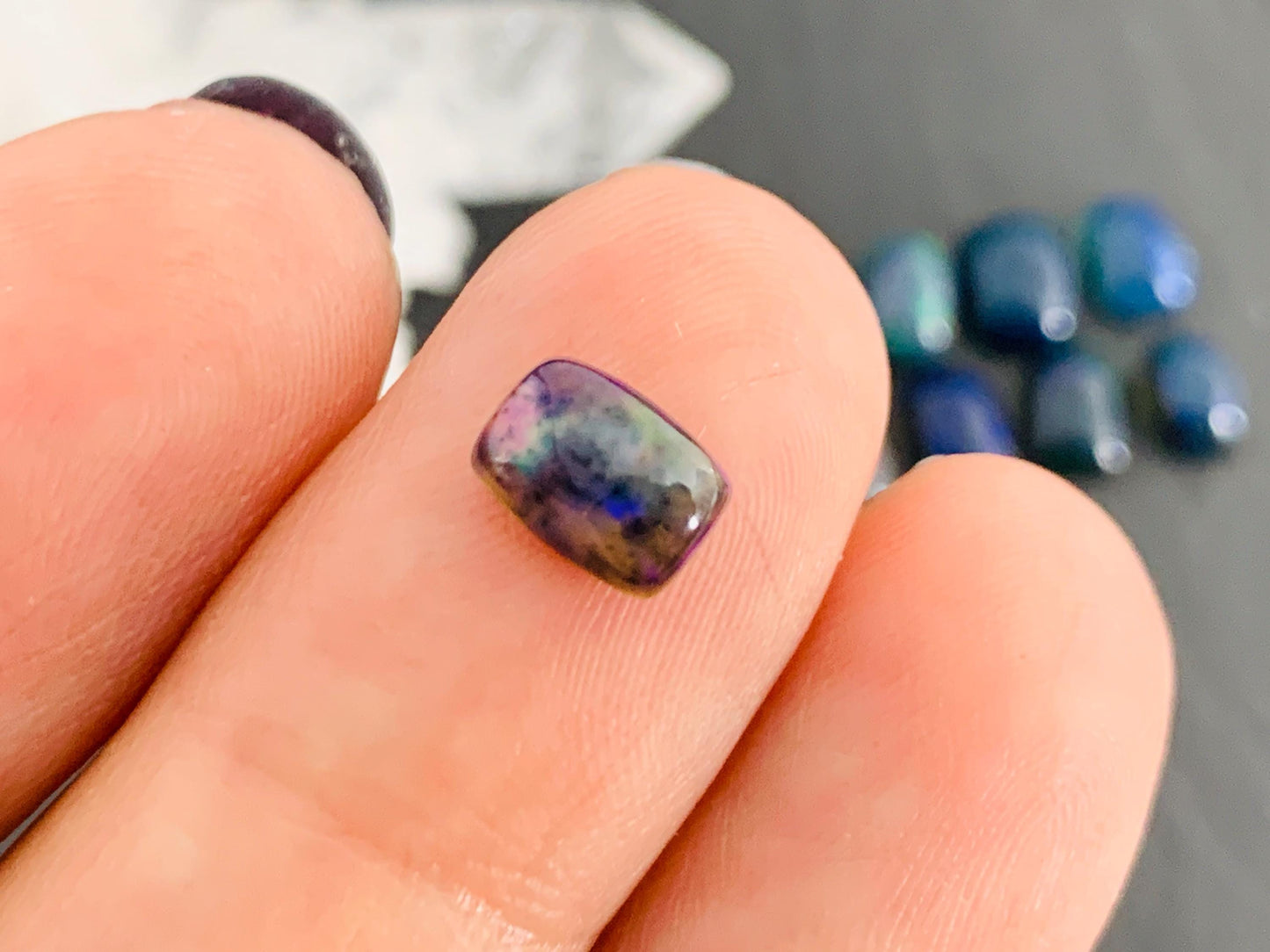 Natural Ethiopian Black Opal 6-7mm Rectangle Cabochon