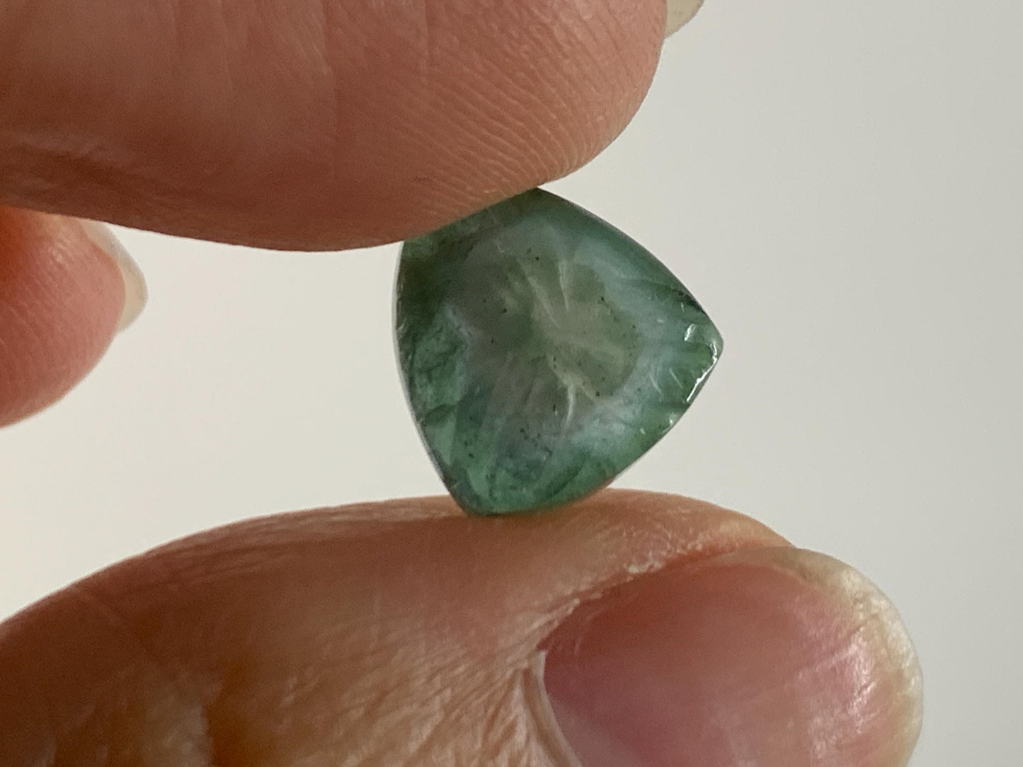 Carved Tourmaline 10x11x3mm cabochon