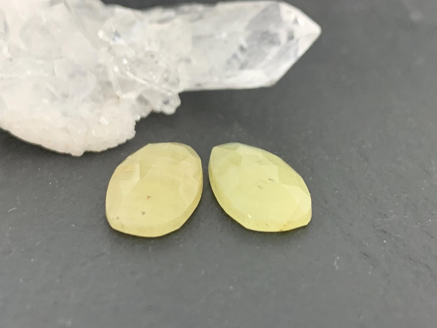 Faceted Yellow Sapphire pair 8x16x3mm cabochon