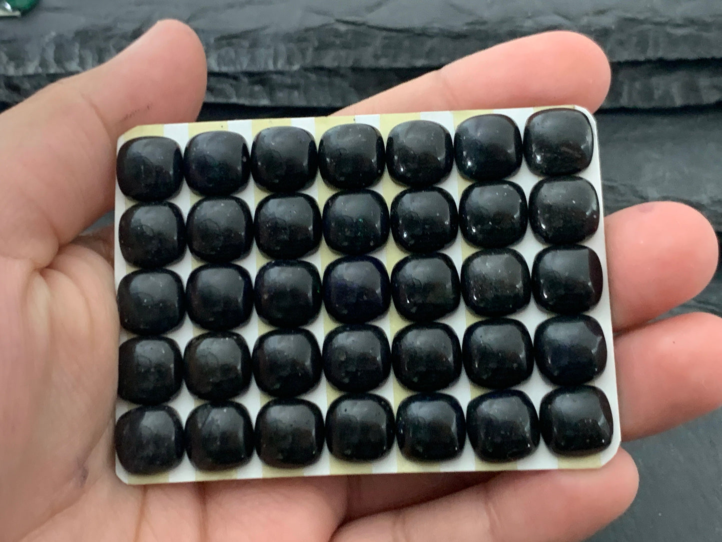 Black Andamooka Opal square cushion 10mm cabochon - Matrix Australian Opal