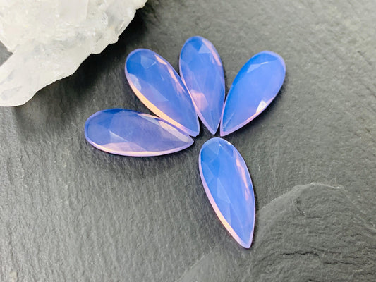 Faceted Lavender Quartz pear 8x20mm cabochon - Lab created