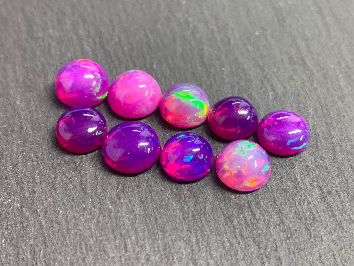 Ethiopian Opal round 8-9mm cabochon - Natural Opal smoked to purple color