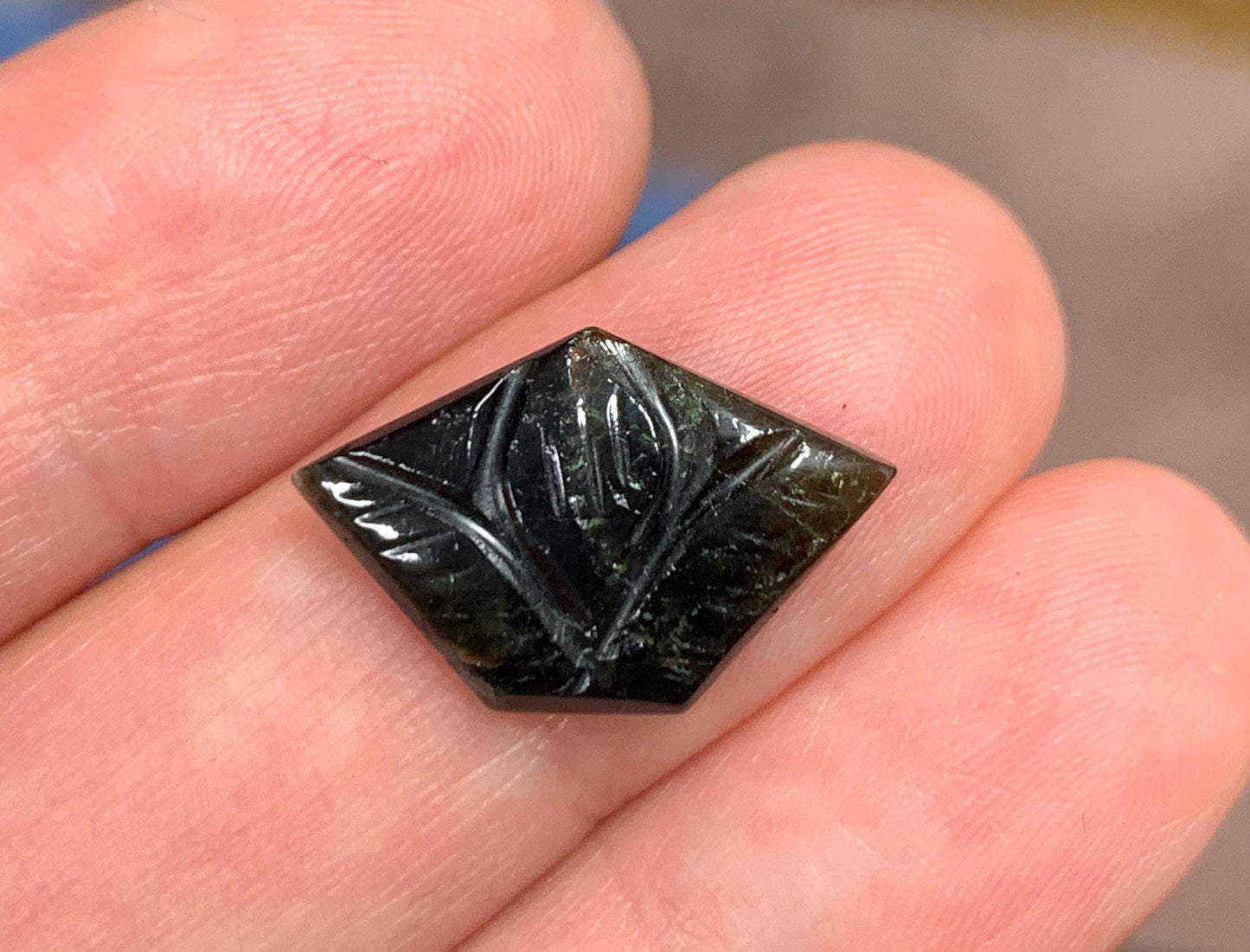 Carved Tourmaline 12x18x2mm cabochon