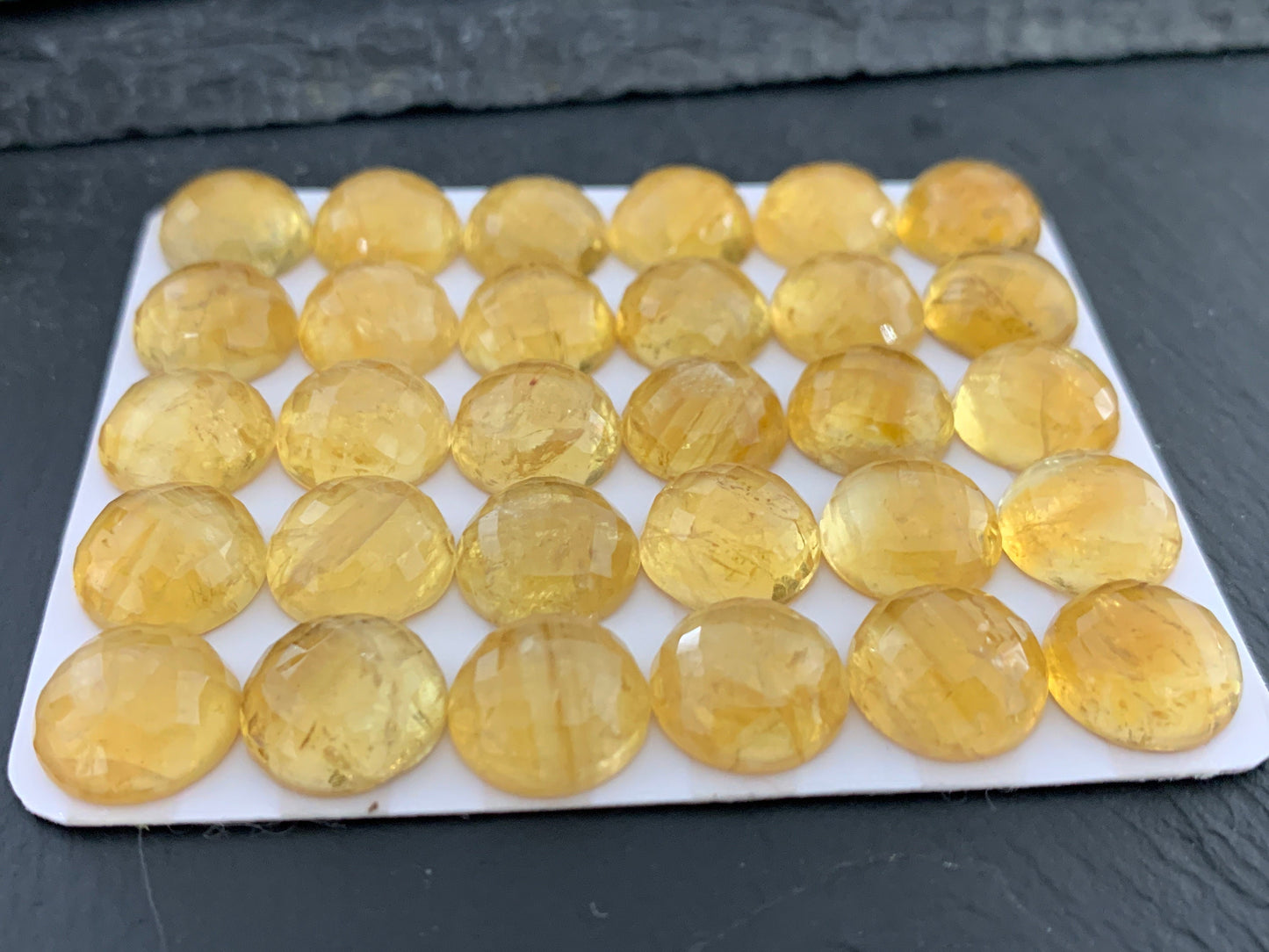 Faceted Citrine round 12mm cabochon - Calibrated cabochons