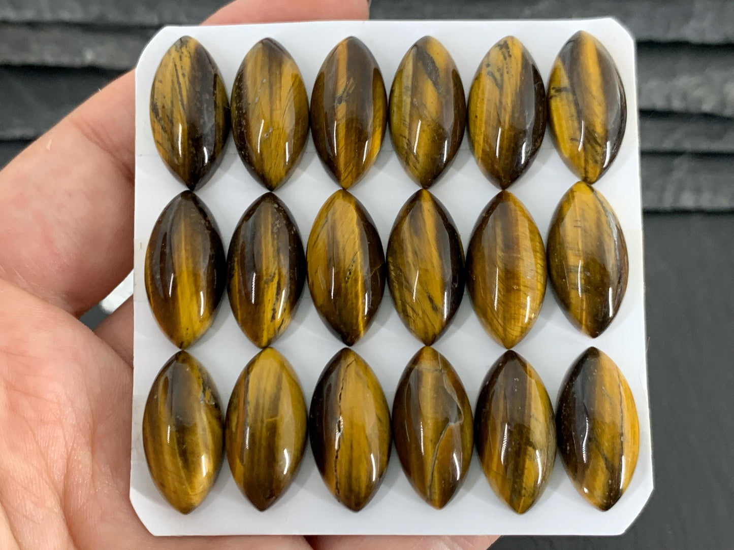 Tiger Eye marquise 10x20mm cabochon