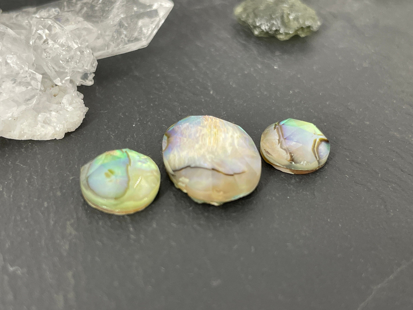 Faceted Abalone doublet cabochon