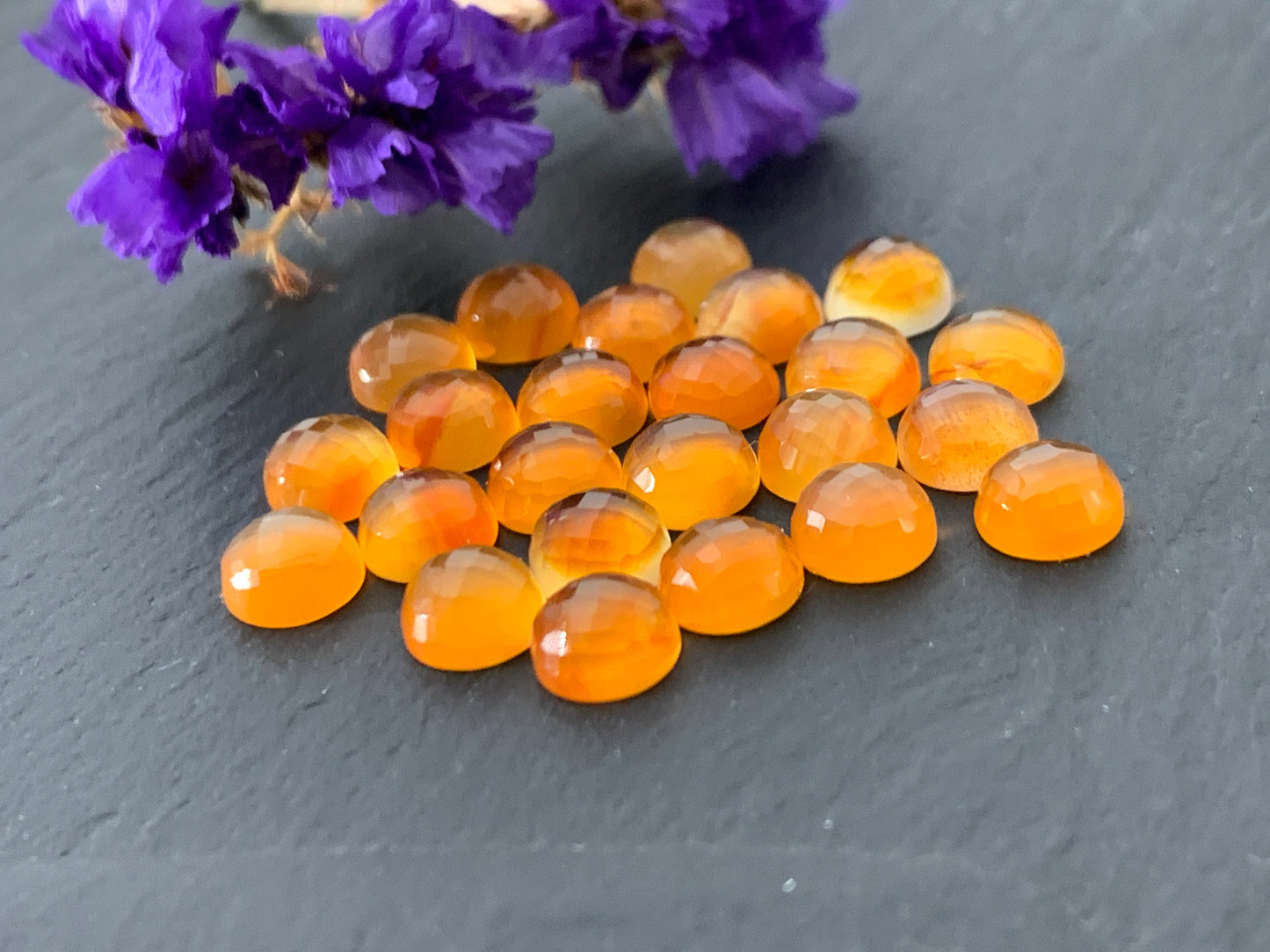Faceted Carnelian round 6mm Cabochon