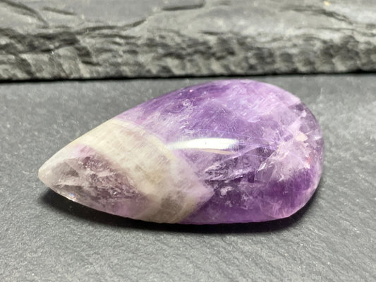 Amethyst pear 38x23x11mm cabochon - free form hand cut in Africa