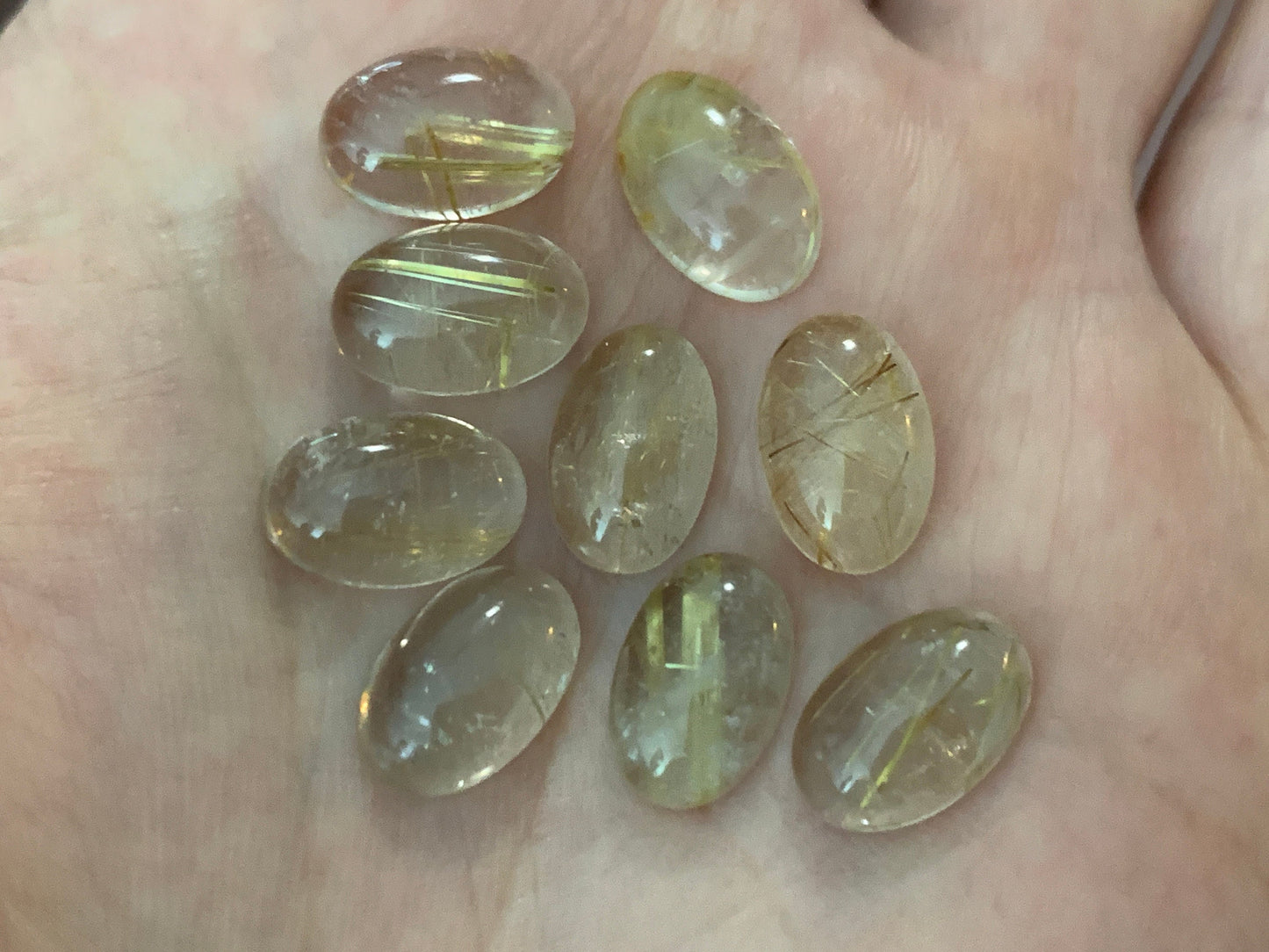 Gold Rutilated Quartz oval 8x12mm cabochon - Calibrated cabochons