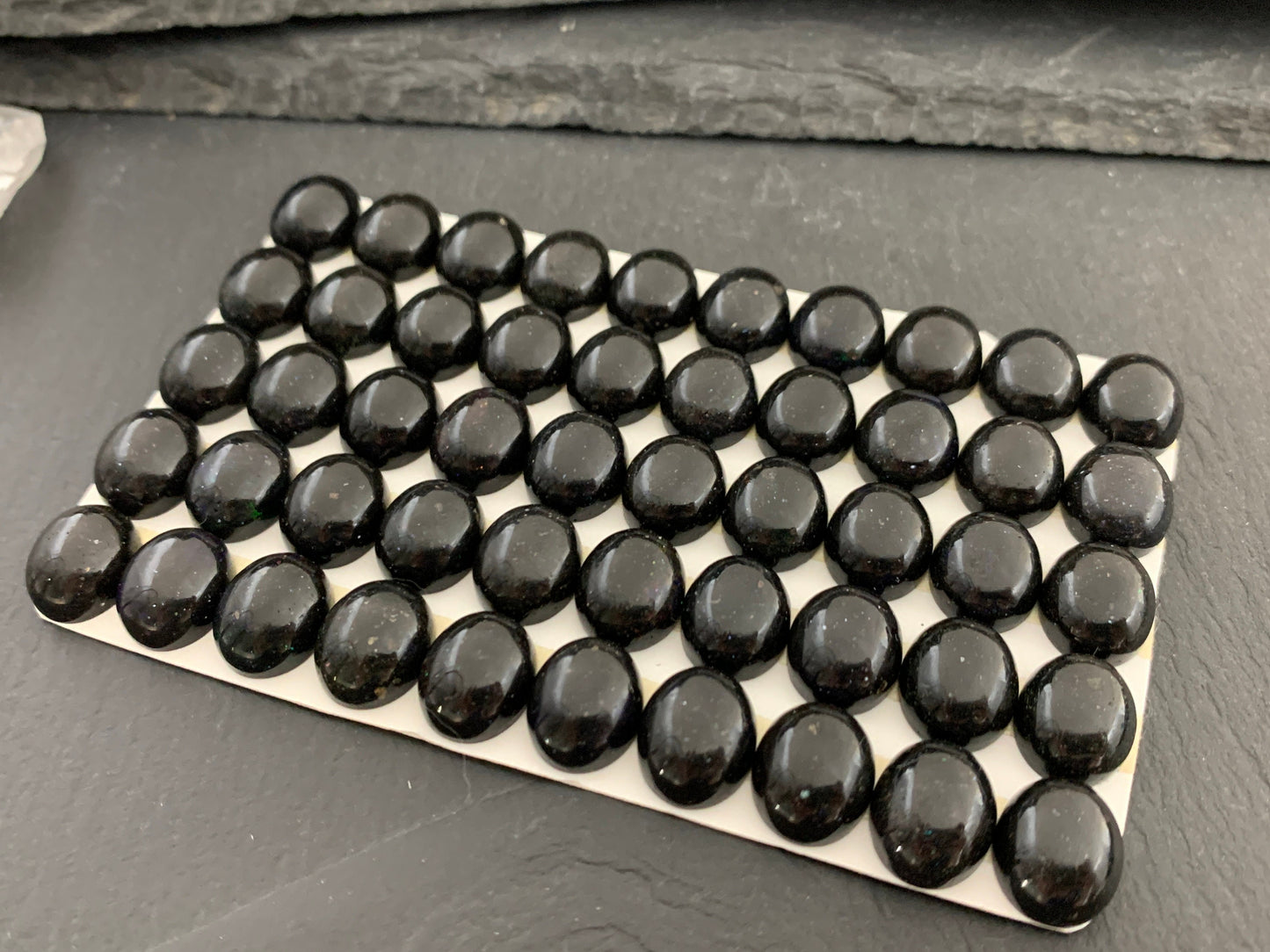 Black Andamooka Opal oval 10x12mm cabochon - Matrix Australian Opal