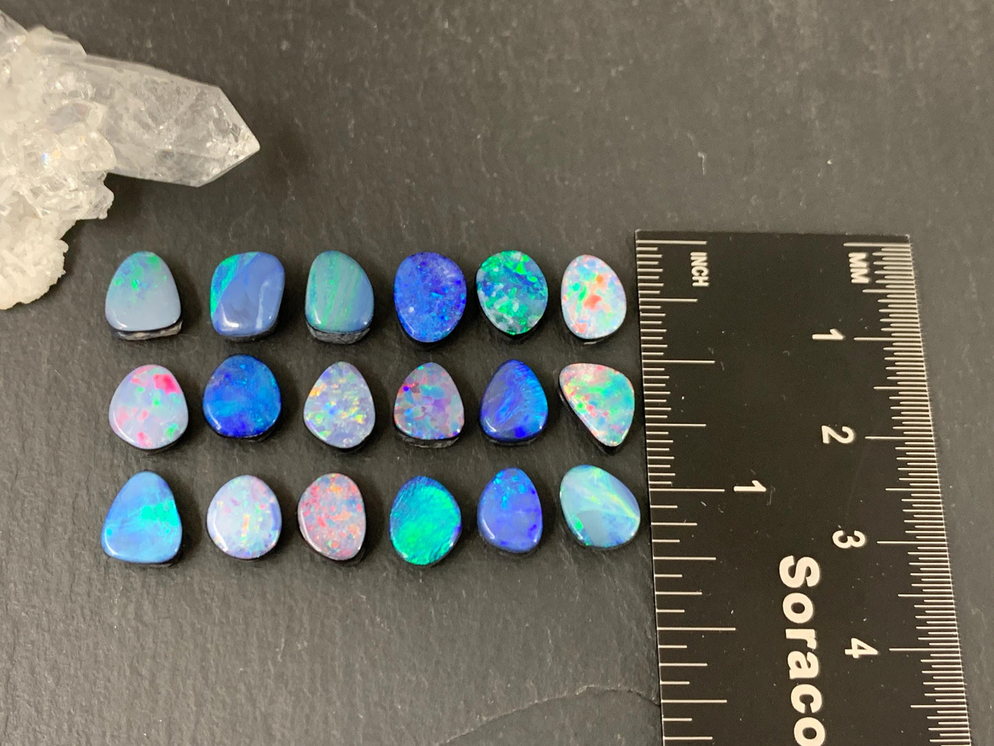 Australian Opal doublet 7-9mm long cabochon