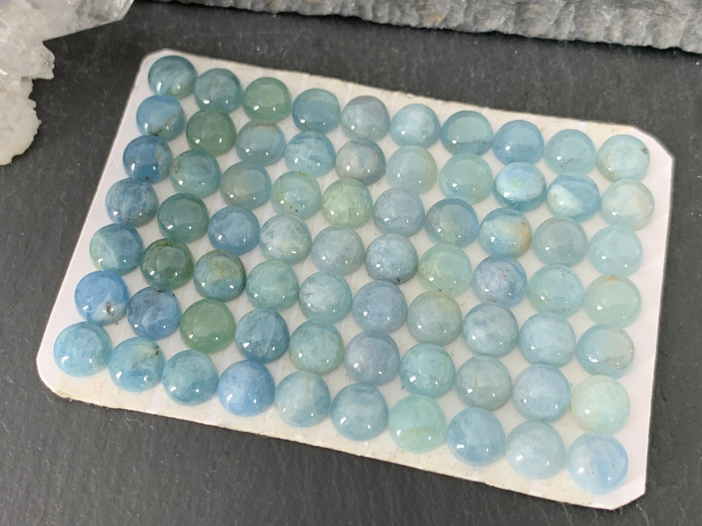 Aquamarine round 6mm cabochon - Calibrated cabochons