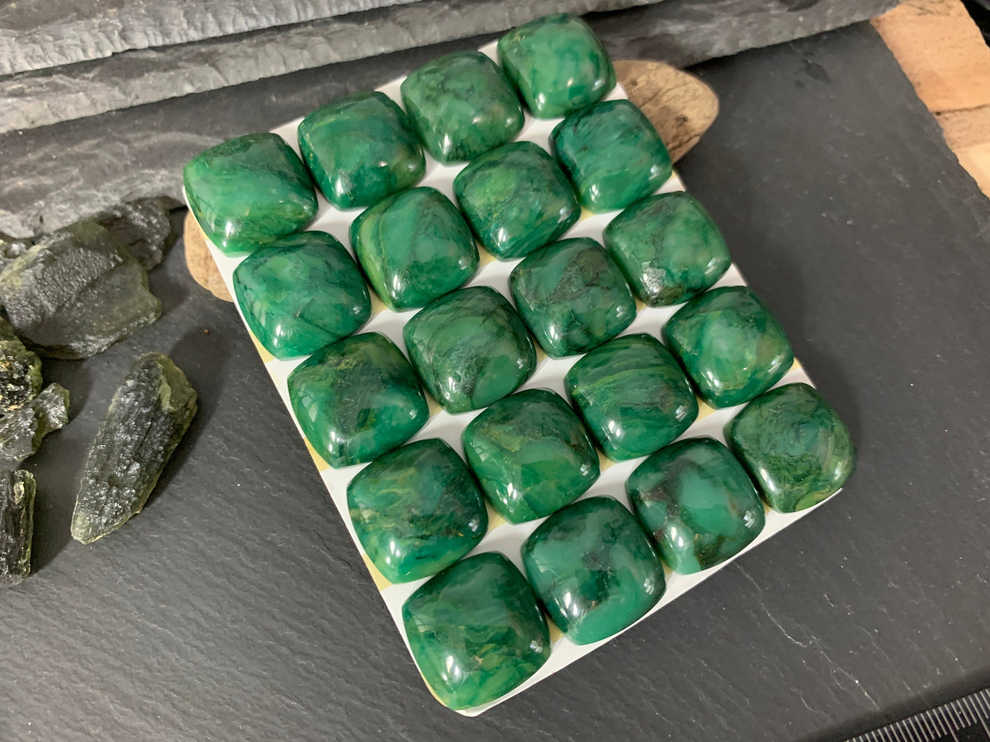 African Jade square 20mm cabochon - Calibrated cabochons