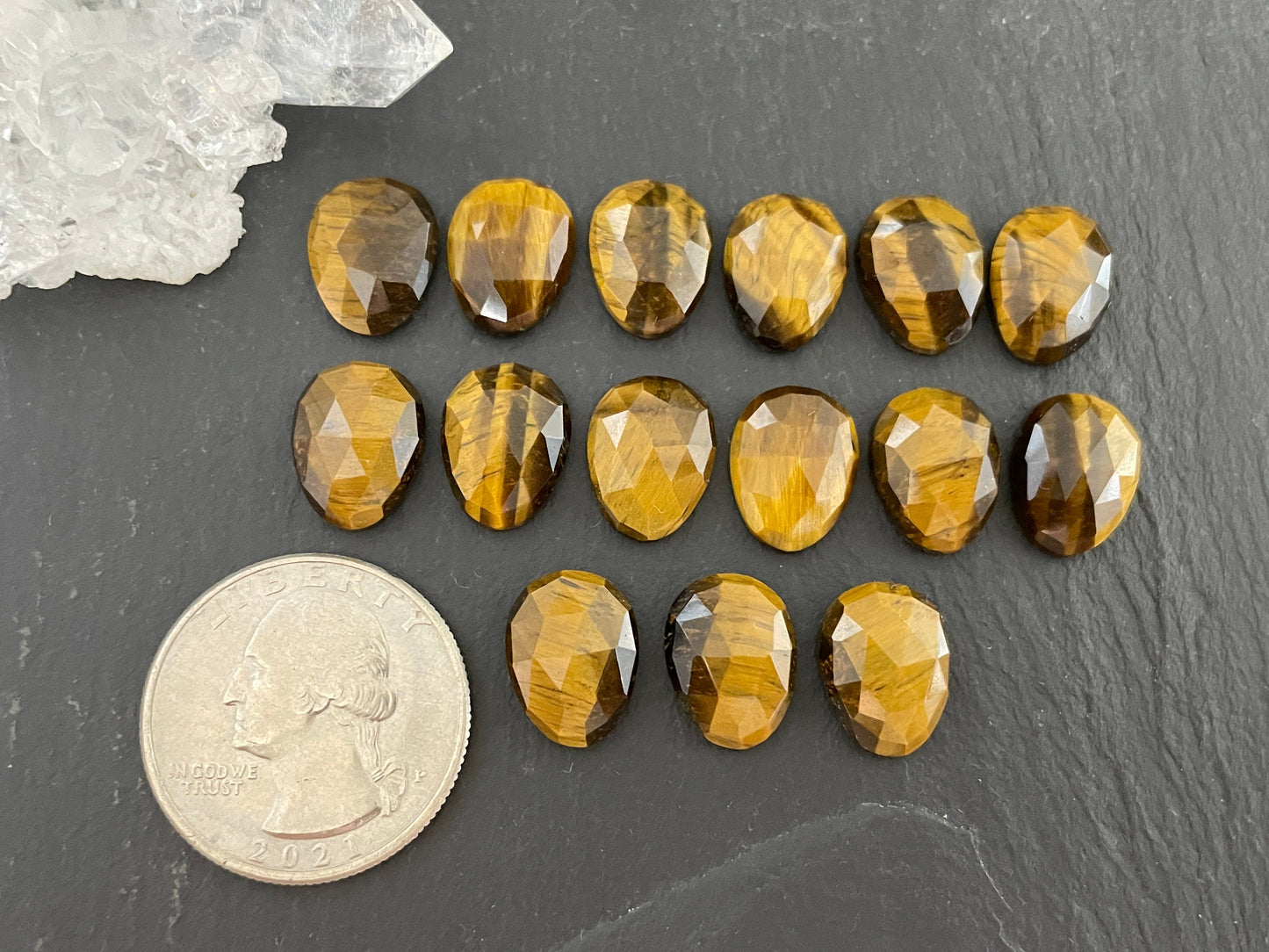 Faceted Tiger Eye 10x13mm cabochon