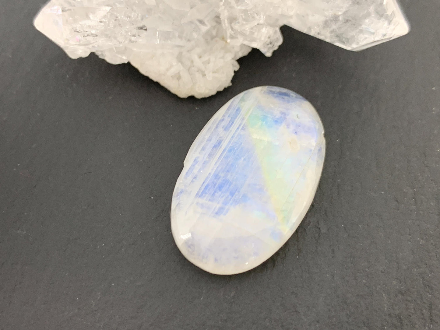 Discounted Rainbow Moonstone 25x16x5mm cabochon