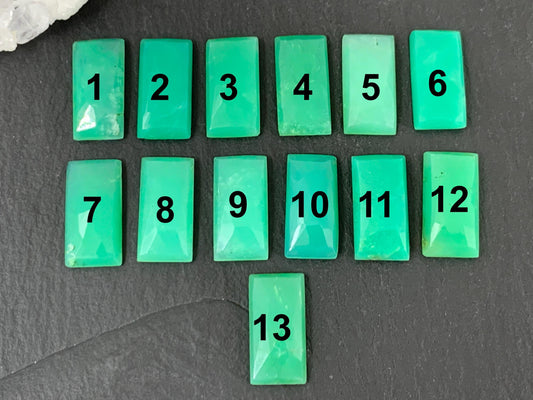 Faceted Chrysoprase Cabochon – 8x16mm Rectangle Green Gemstone for Unique Jewelry Making