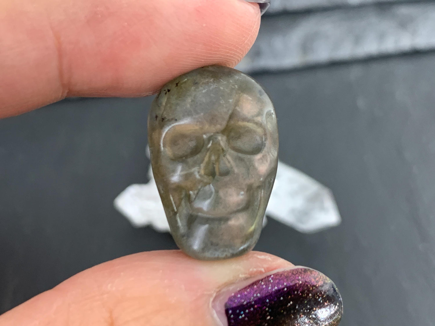 Labradorite Skull Cabochon 14x21mm, Labradorite Skull, Natural Gemstone, Halloween Jewelry, Handcrafted Accessory