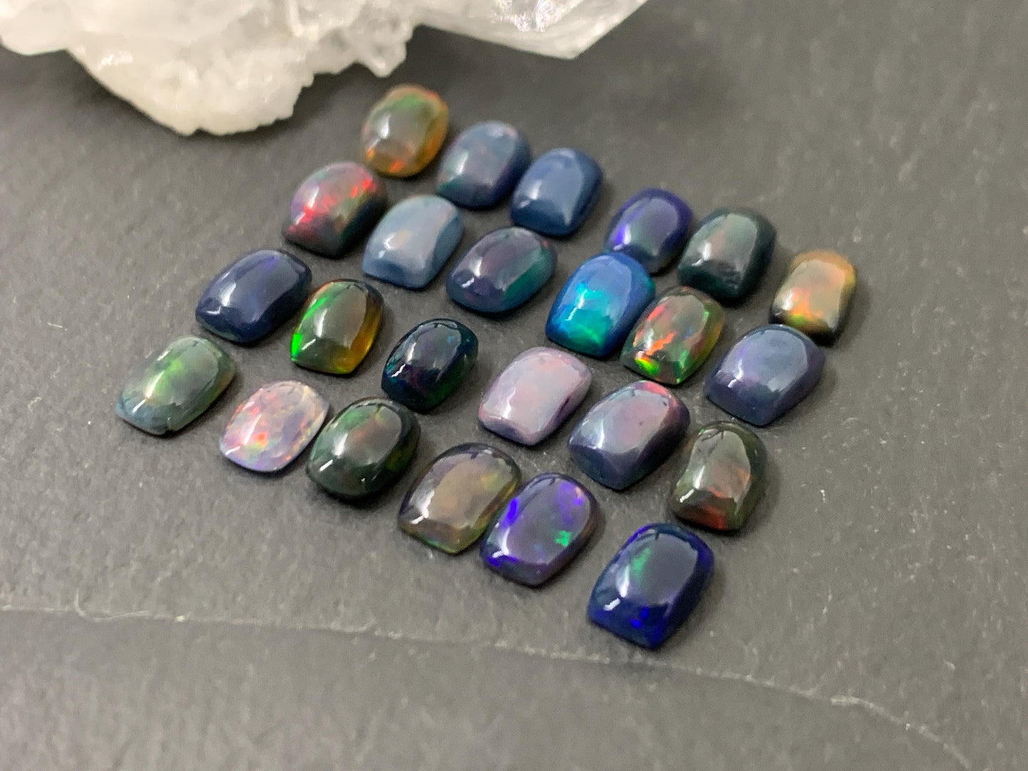 Black Ethiopian Opal rectangle 4x6mm cabochon