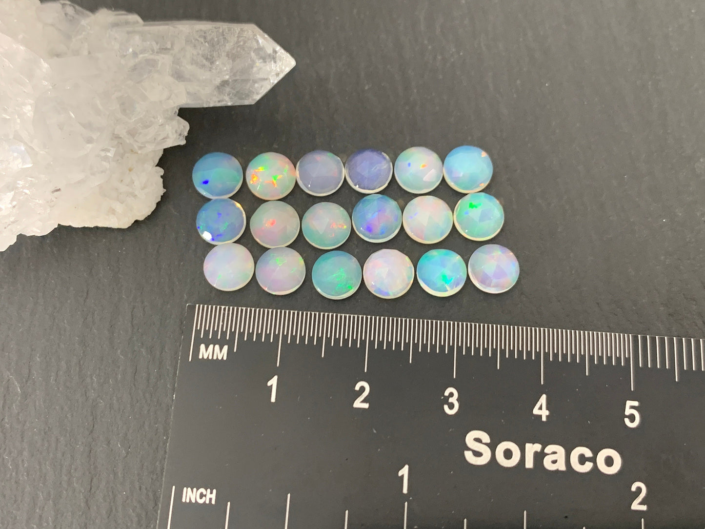 Faceted Ethiopian Opal round 6mm cabochon