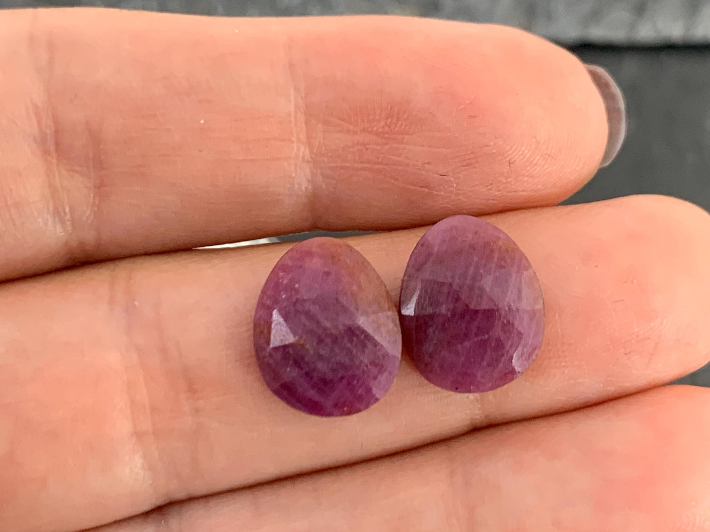 Faceted Ruby pair 10x12x2.5mm cabochon