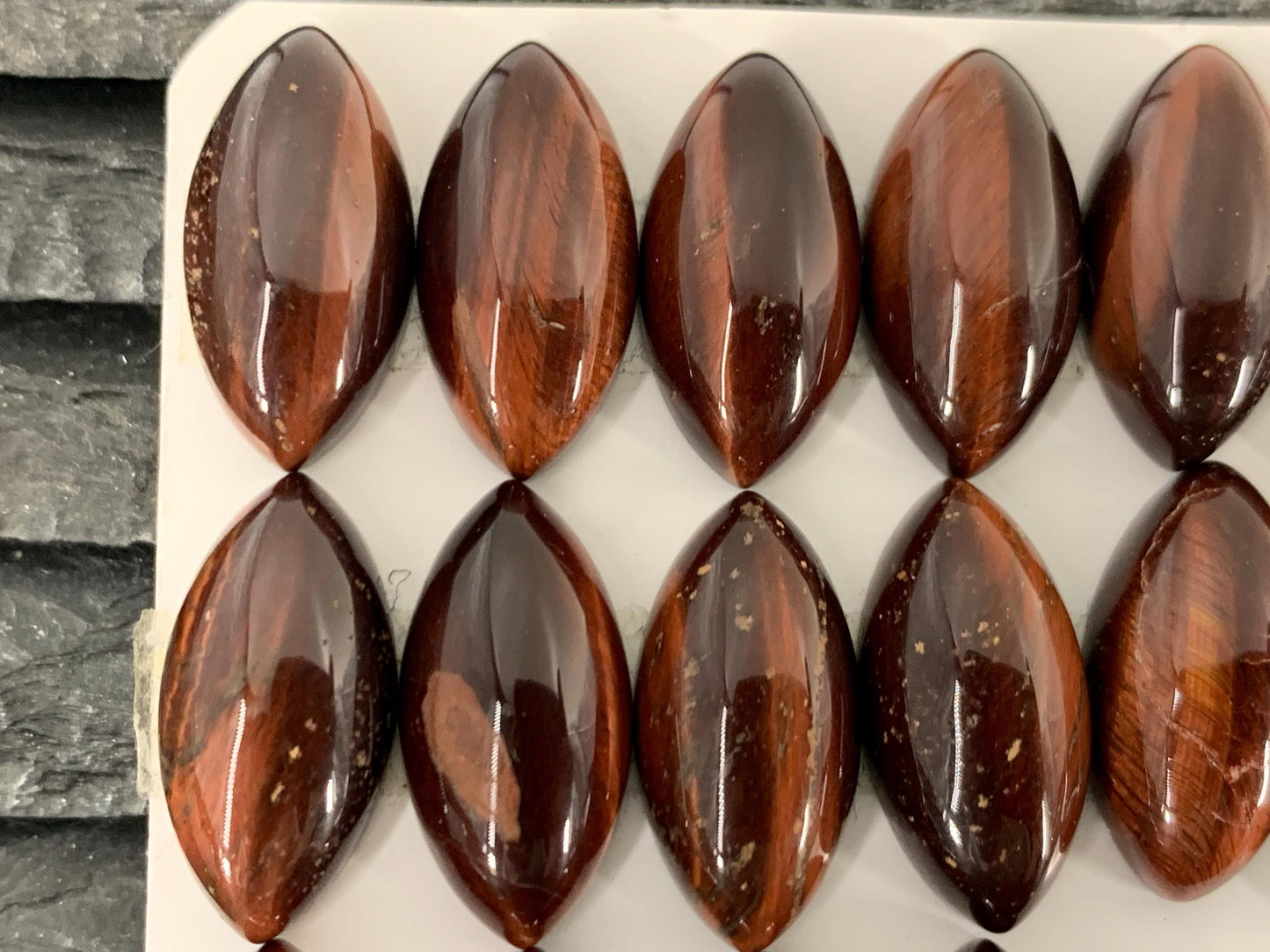 Red Tiger Eye marquise 10x20mm cabochon