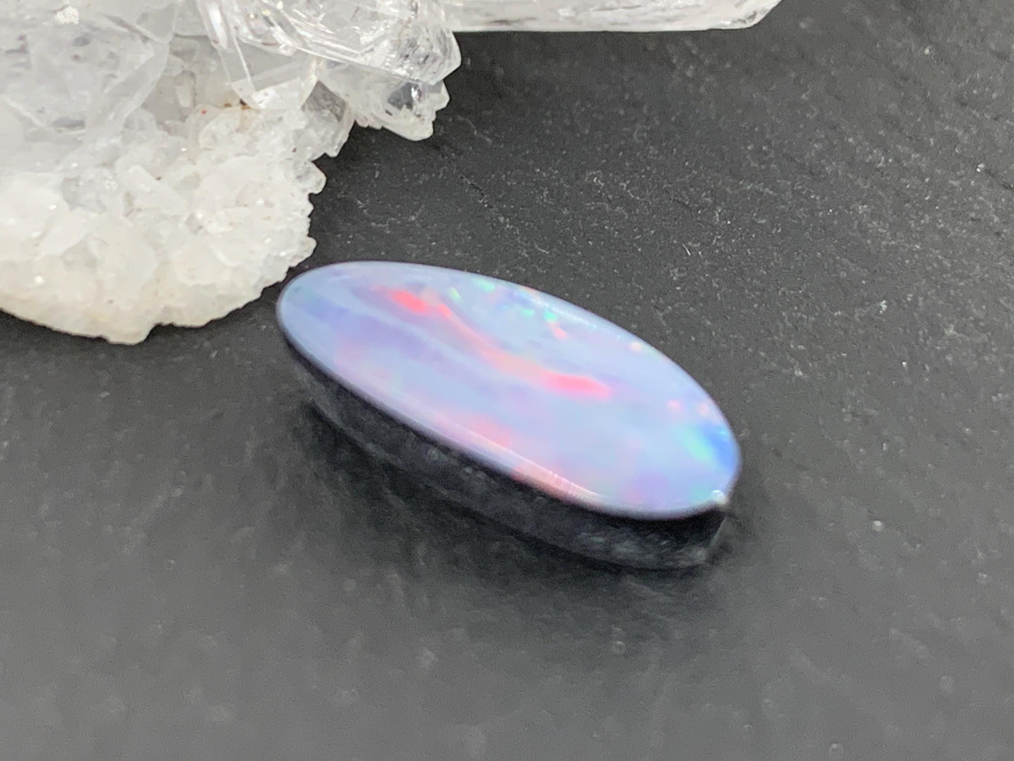 Australian Opal Doublet 6x14x4mm Cabochon - Natural Colorful Free Form Gemstone