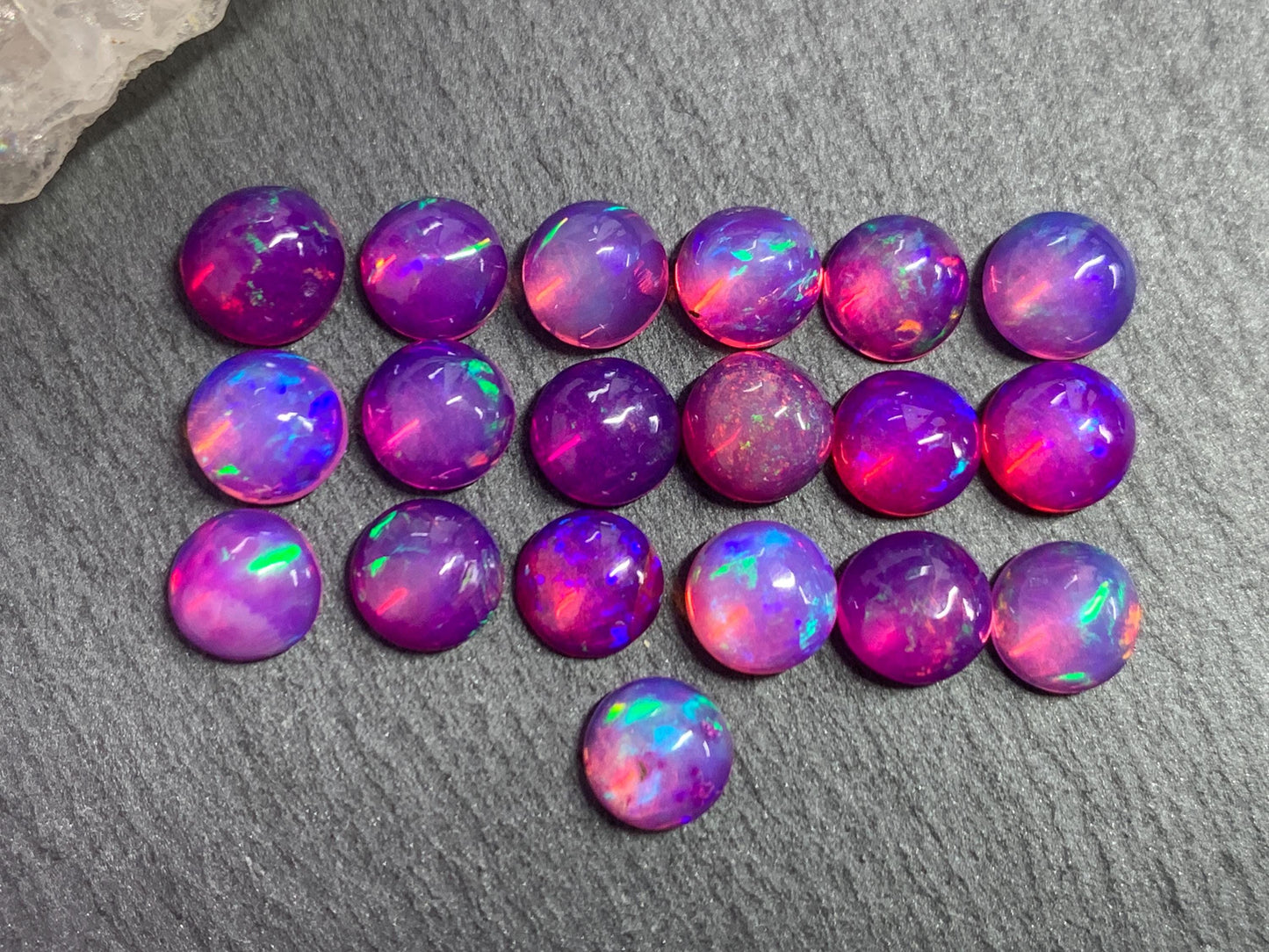 Ethiopian Opal round 6mm cabochon - Natural Opal smoked to purple color
