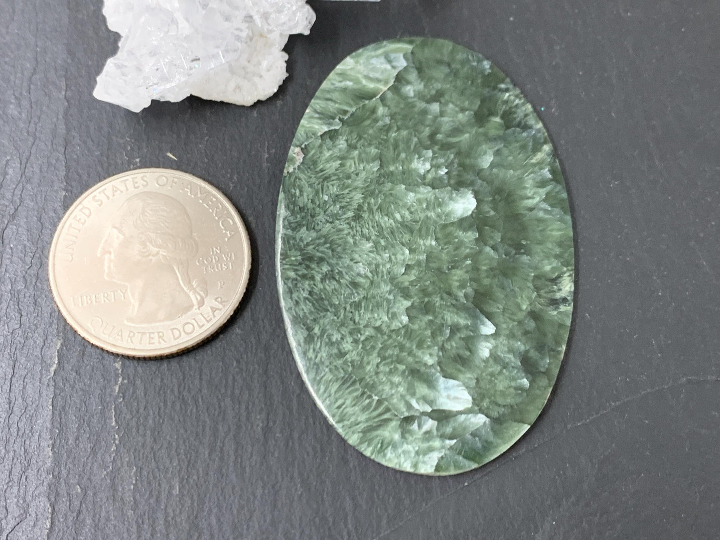 Large Seraphinite oval 37x56x3mm cabochon