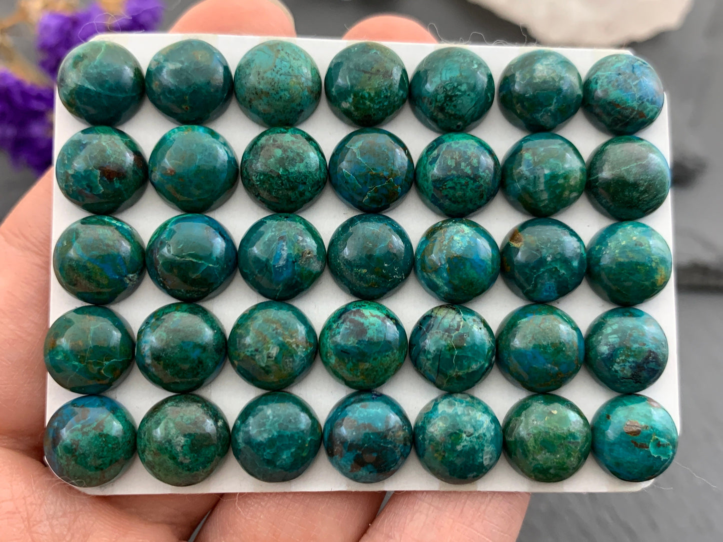 Chrysocolla round 10mm cabochon - Calibrated cabochons